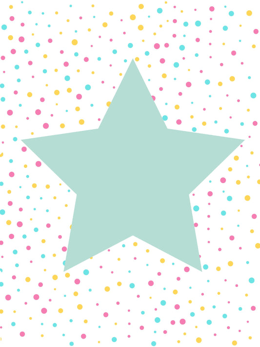 Big Star Polka Nursery Bedroom Boys Girls Wall Decor Art Poster Print