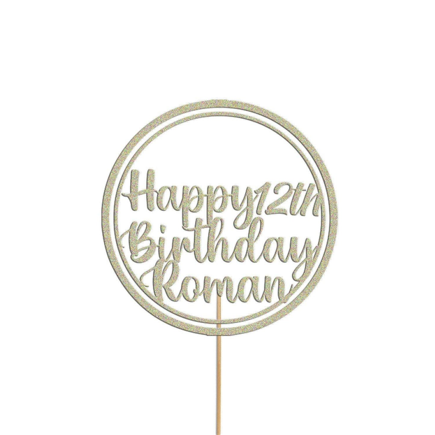 Personalised Glitter Cake Topper: Custom Name & Age