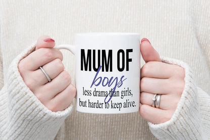 Mum Of Boys Mug & Coaster Set Mothers Day Mummy Birthday Christmas Coffee Gift