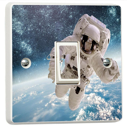 Spaceman Floating Earth 3d Light Switch Sticker Cover Vinyl Skin Wall Decal