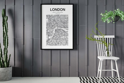 London Map Bedroom World Maps Wall Line Art Nursery Home Decor Print Poster