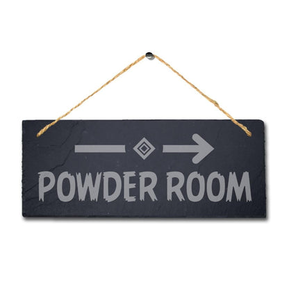 Powder Room Laser Engraved Hanging Slate Home Decor Plaque Sign