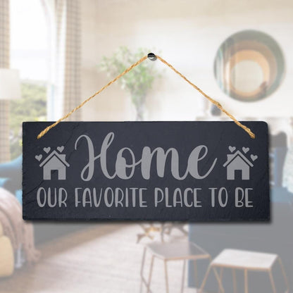 Home Our Favorite Place Laser Engraved Hanging Slate Garden Rustic Plaque Sign
