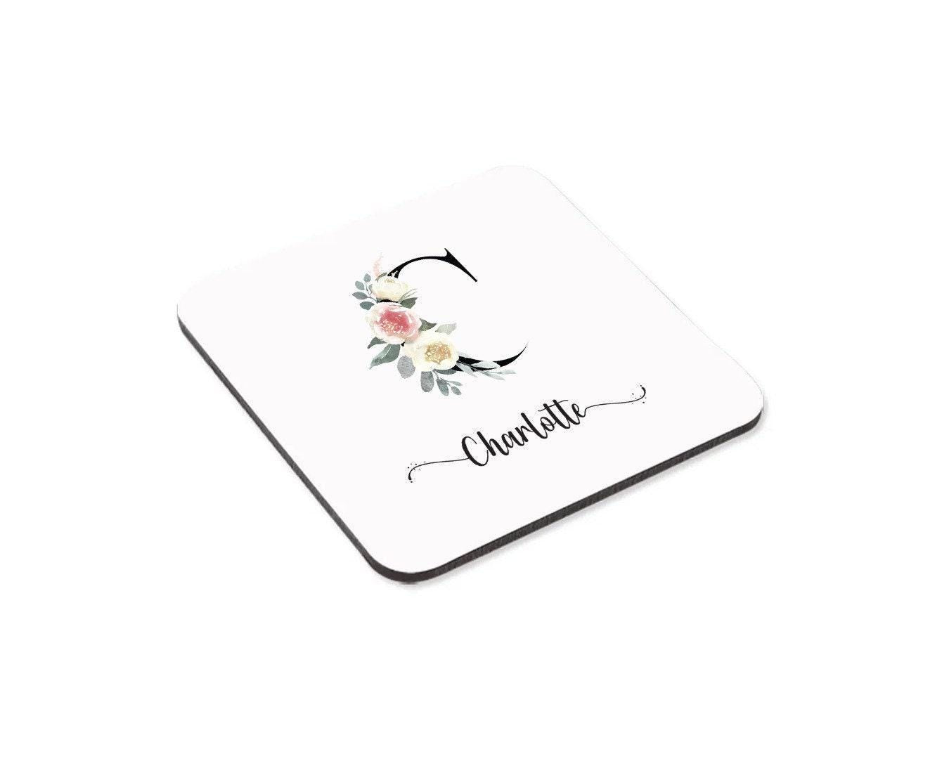 Personalised Floral Initial Mug: Watercolor Flower Monogram Gift