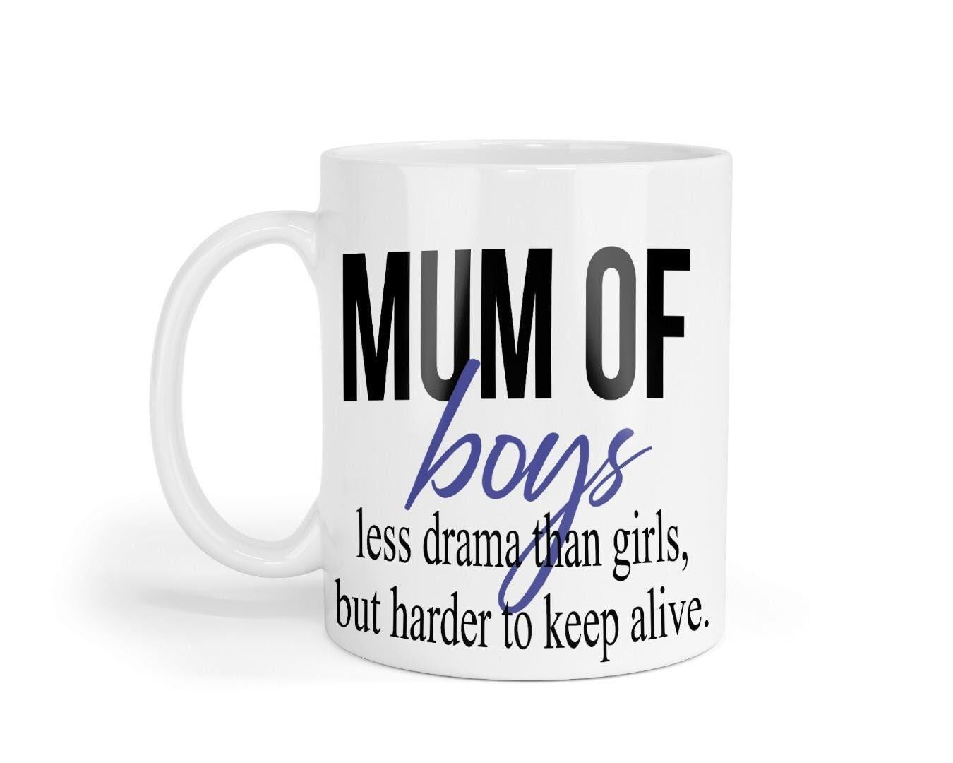 Mum Of Boys Mug & Coaster Set Mothers Day Mummy Birthday Christmas Coffee Gift