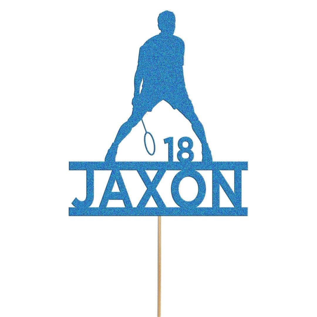 Personalised Badminton Cake Topper: Glitter Decoration With Custom  name & age