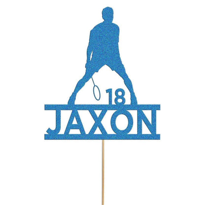 Personalised Badminton Cake Topper: Glitter Decoration With Custom  name & age