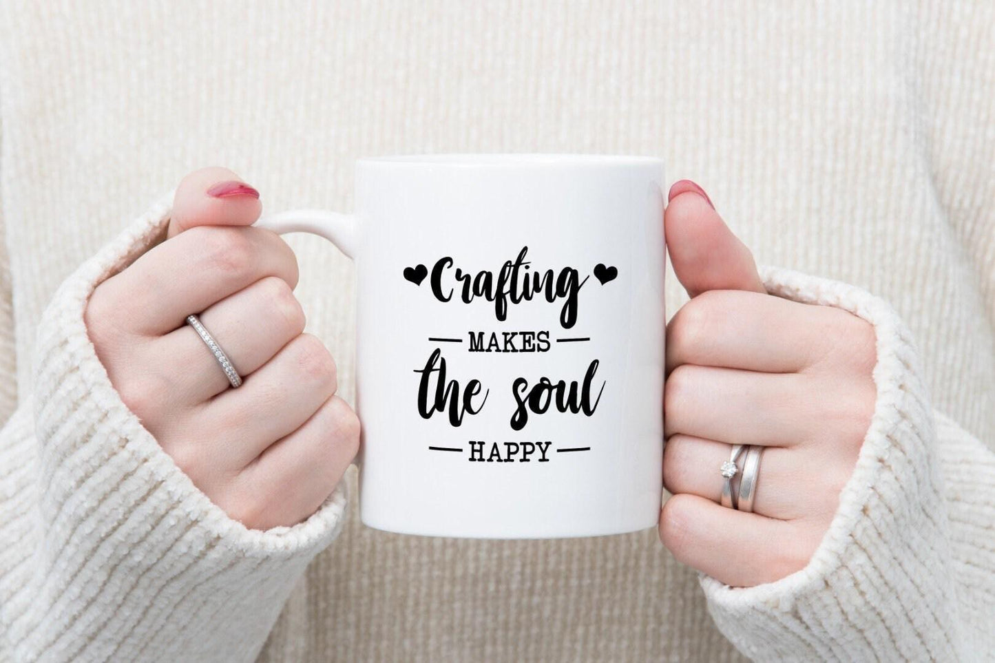 Crafting Makes The Soul Happy - Ceramic Novelty Mug & Coaster Coffee Tea Cup Artistic Gift