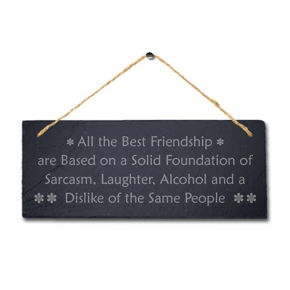 Best Friends Alcohol Engraved Hanging Slate Friendship Funny Gift Plaque Sign