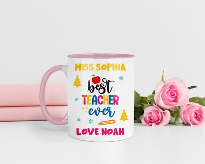 Personalised Teacher Mug & Coaster Set, Custom Name Gift