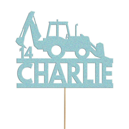 Personalised Glitter Tractor Cake Topper: Farm Birthday Decoration