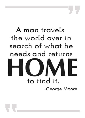 Man Travels The World Over Inspirational Positive Quote Poster Art Wall