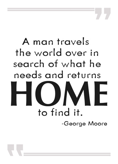 Man Travels The World Over Inspirational Positive Quote Poster Art Wall