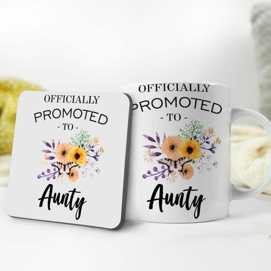 Promoted To Auntie Mug: Floral New Aunt Gift