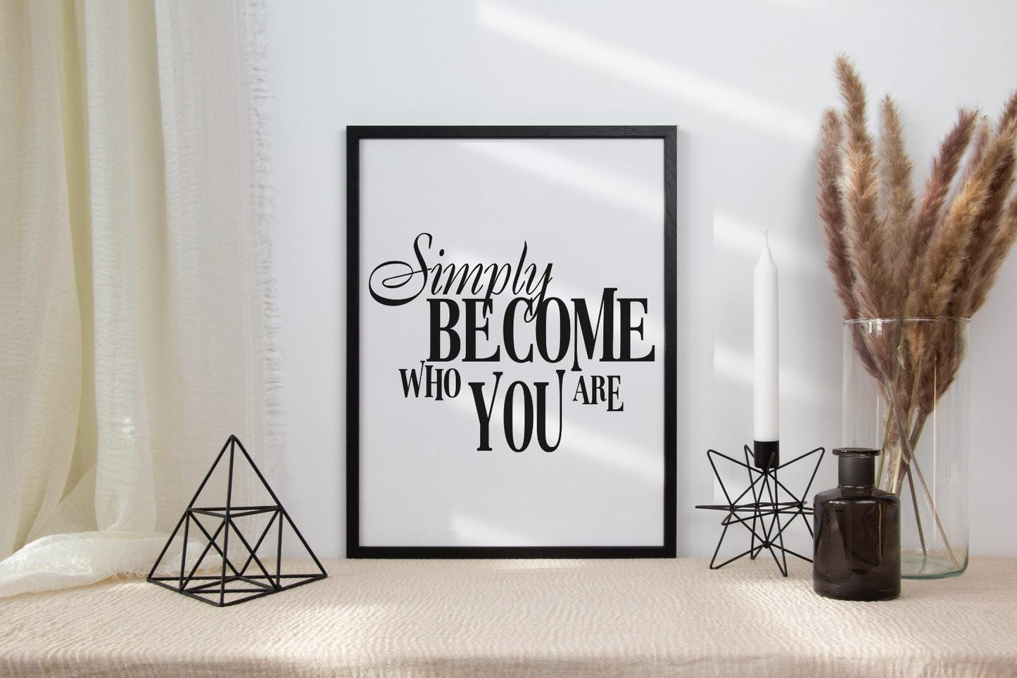 Simple Become Who You Are Inspirational Positive Quote Poster Print Wall