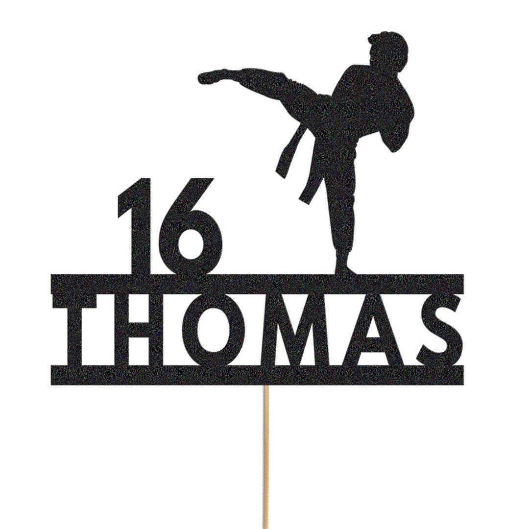 Personalised Karate Cake Topper Custom Judo Mma Fighting Cake Decoration, Any Name And Age
