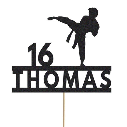 Personalised Karate Cake Topper Custom Judo Mma Fighting Cake Decoration, Any Name And Age