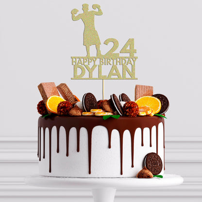 Personalised Boxing Cake Topper: Glitter Champion Decoration