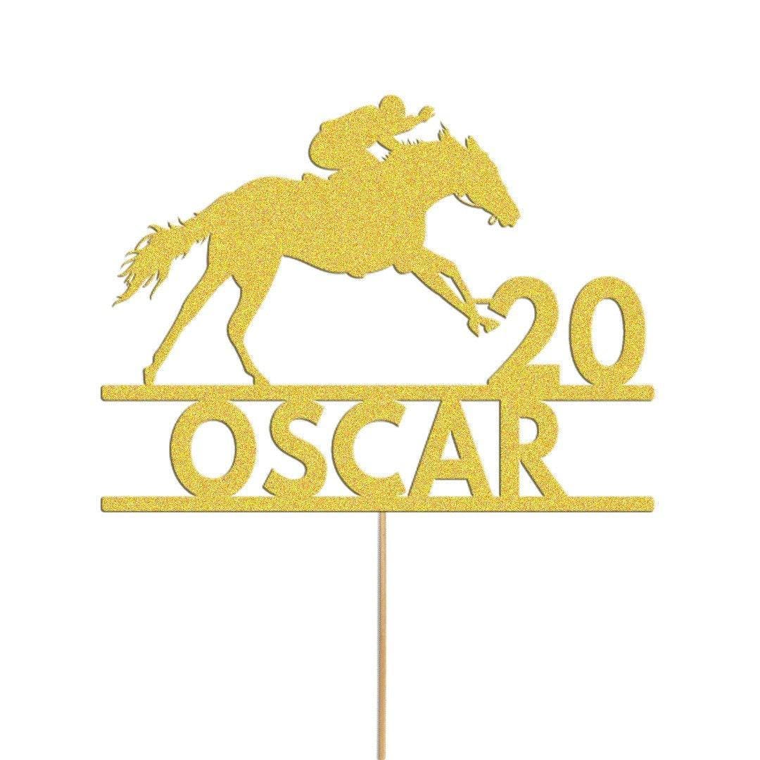 Personalised Horse Racing Jockey Topper Birthday Cake Decoration Any Name & Age