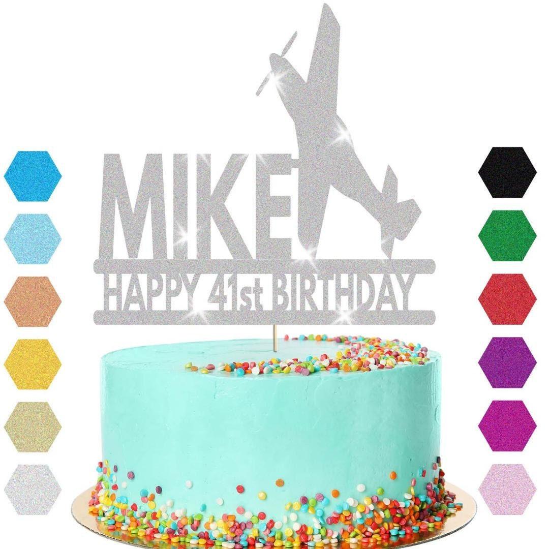 Personalised Aeroplane Birthday Cake Topper Airplane Decoration Any Name Age
