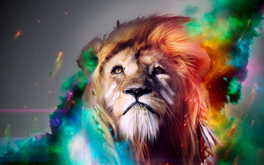 Lion Watercolor Abstract Print: Modern Wall Art Poster