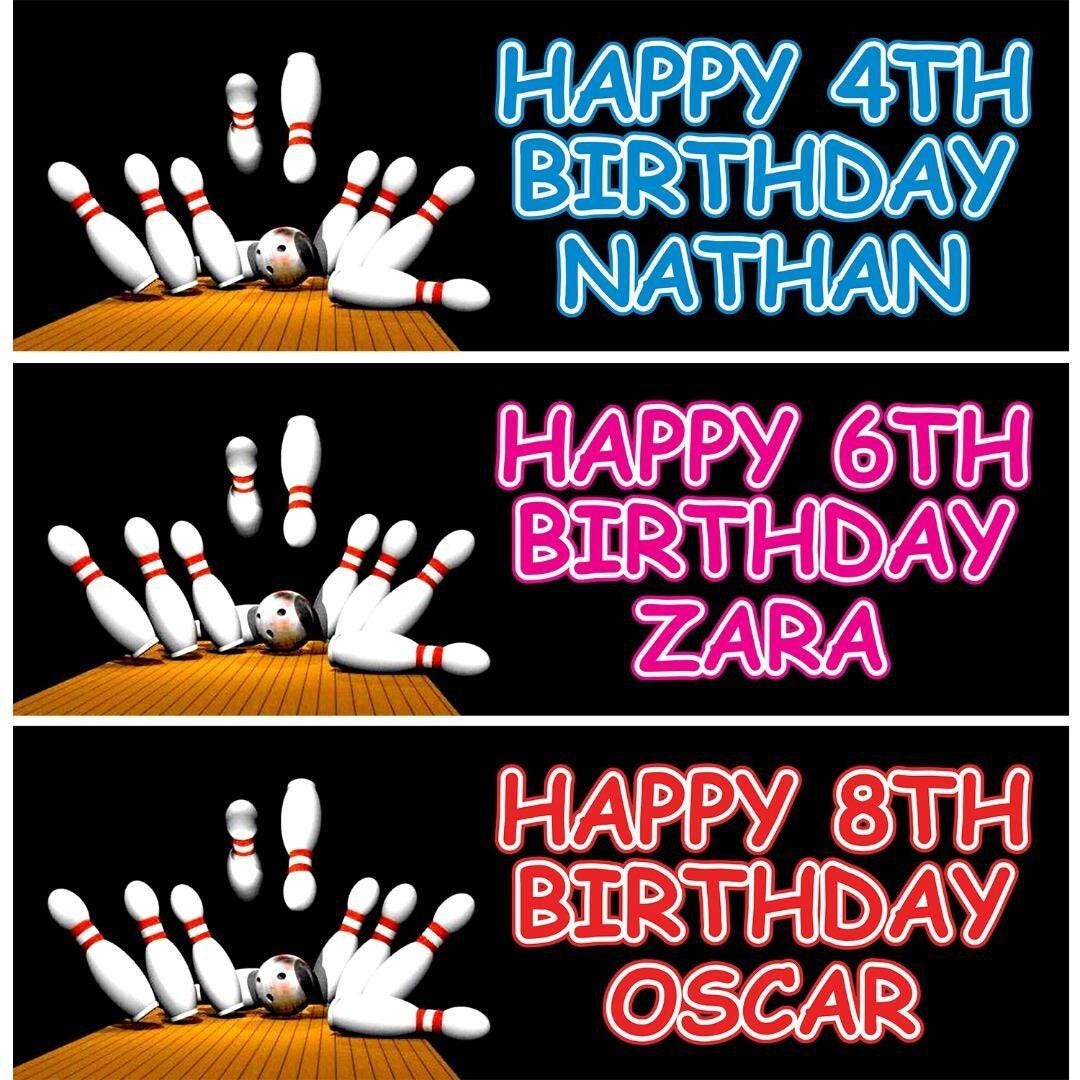 2x Personalised Ten Pin Bowling Birthday Banner: Kids Party Decoration