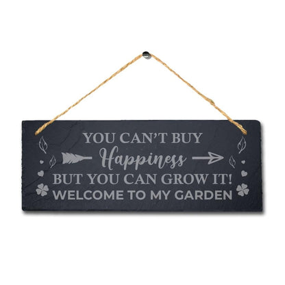 Happiness Hanging Slate Sign Laser Engraved Plaque Garden Wall Art Home Gift