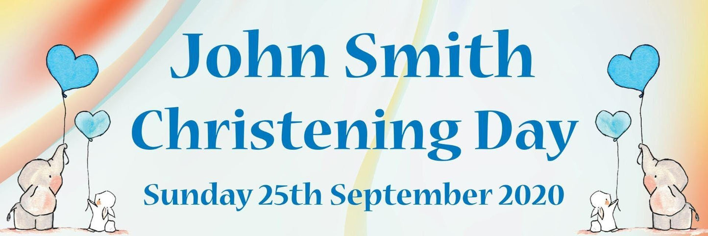 2 Personalised Elephant Christening Party Celebration Banners Decoration Posters