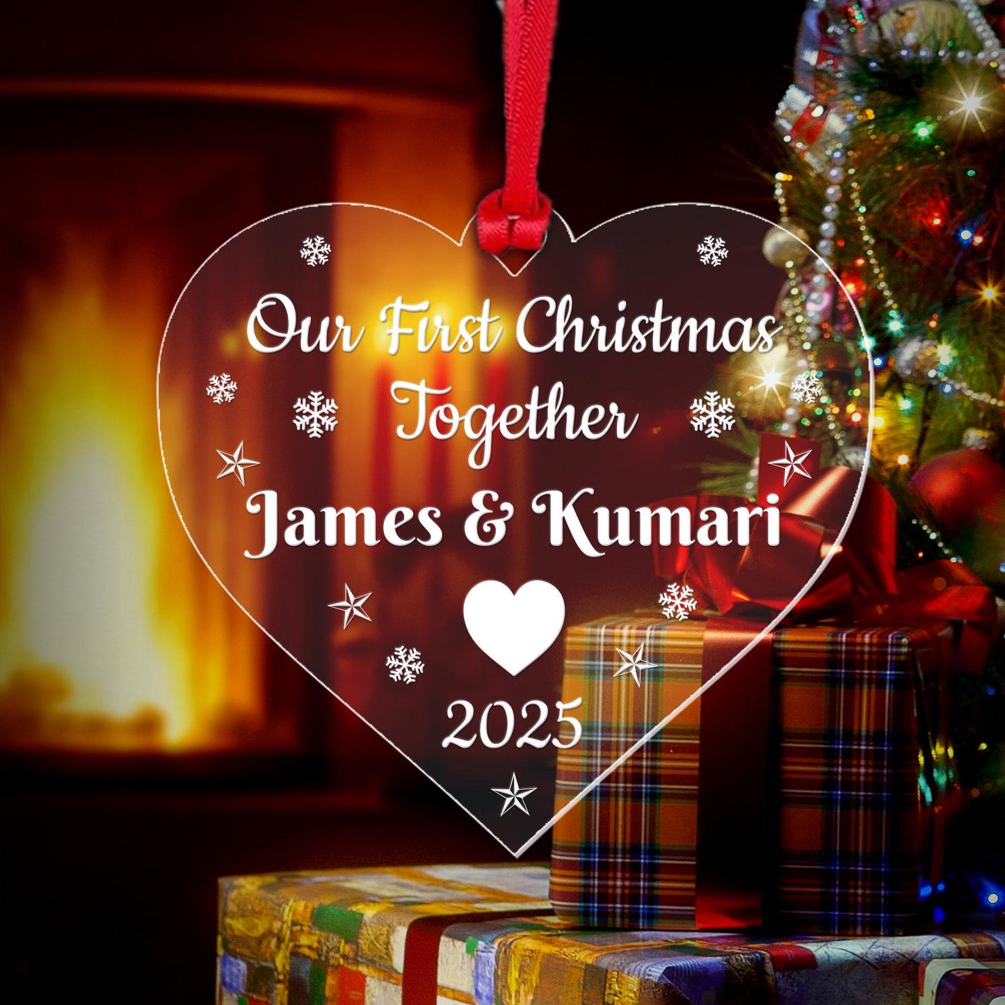 Personalised First Christmas Together Bauble 1st Xmas Engaged Decoration Gift