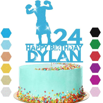 Personalised Boxing Birthday Cake Topper: Glitter Champion Decoration