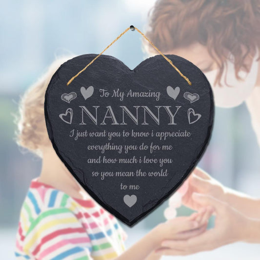 Nan Mothers Day Gifts Nanny Nanna Grandma Hanging Plaque Slate Sign Heart Love Poem