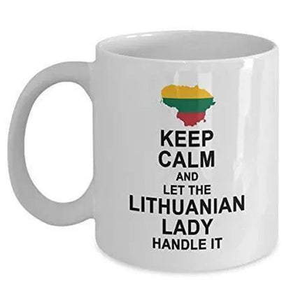 Lithuanian Lady Coffee Mug: Keep Calm Gift, UK Made