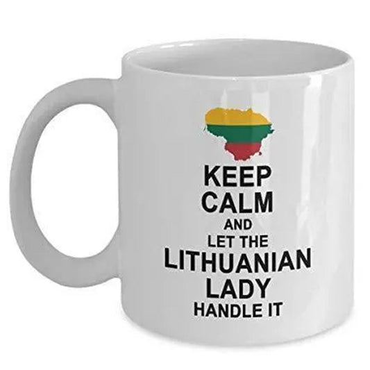 Lithuanian Lady Coffee Mug: Keep Calm Gift, UK Made