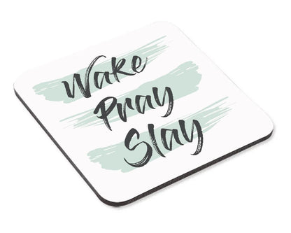 Wake Pray Slay Mug & Coaster Set Inspirational Birthday Christmas Coffee Gift