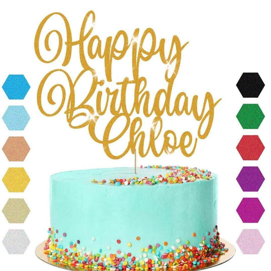 Custom Glitter Birthday Cake Topper: Personalised Party Decoration