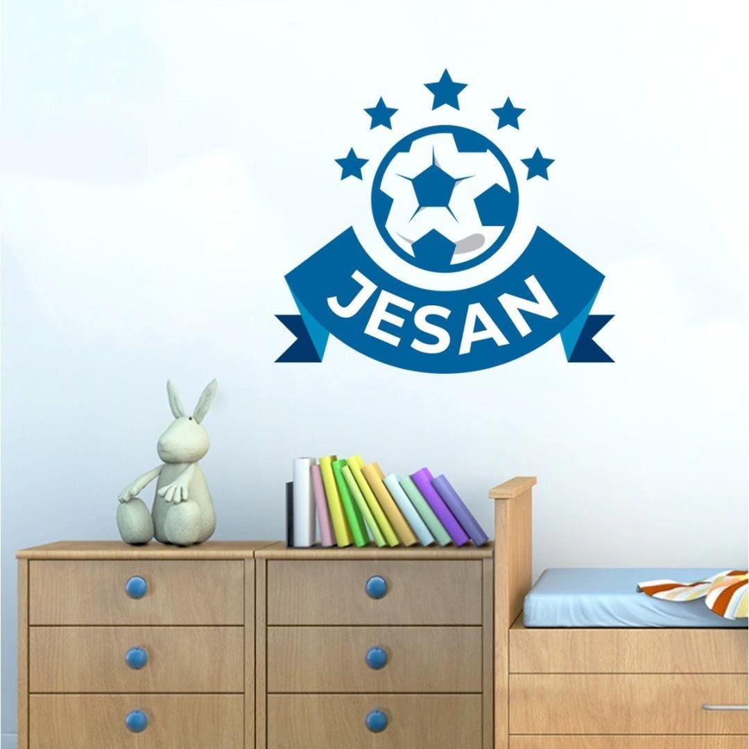 Personalised Star Football Wall Sticker Name Vinyl Decal Girls Boys Kids Nursery Bedroom
