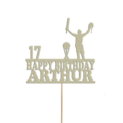 Personalised Cricket Birthday Cake Topper: Glitter Celebration Decor