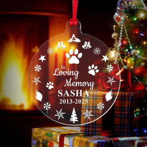 Personalised Dog Cat Pet Memory Christmas Bauble Memorial Xmas Tree Gift