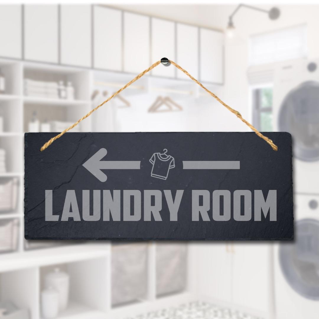 Laundry Room Laser Engraved Hanging Slate Washing Area Home Decor Plaque Sign
