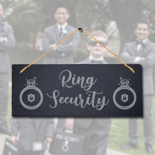 Ring Security Laser Engraved Hanging Slate Wedding Ring Venue Party Plaque Sign