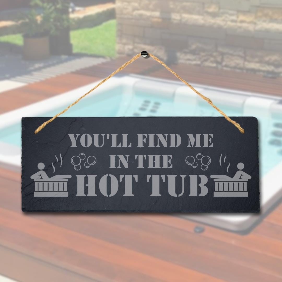 Hot Tub Decor: Laser Engraved Slate Pool Sign