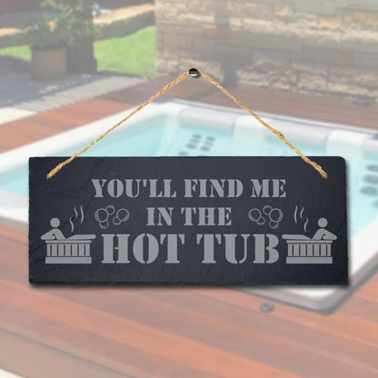 Hot Tub Decor: Laser Engraved Slate Pool Sign