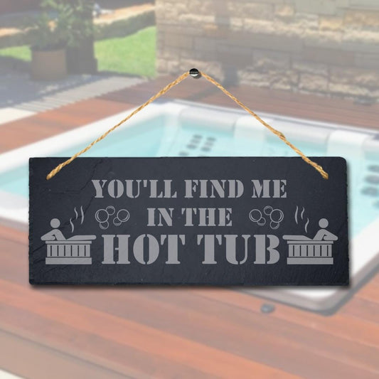 Hot Tub Decor: Laser Engraved Slate Pool Sign