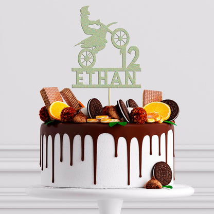 Motorbike Cake Topper Personalised Biker Birthday Cake Decoration Any Name & Age