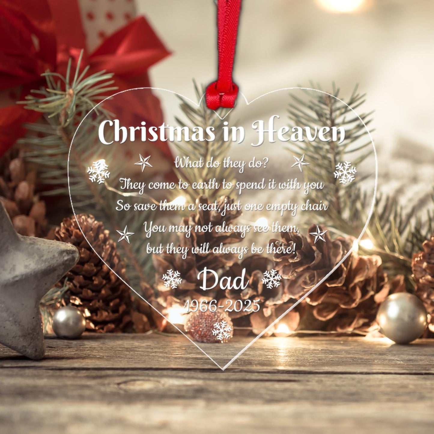 Personalised Name Memorial Christmas Bauble Xmas In Heaven Tree Decoration Gift