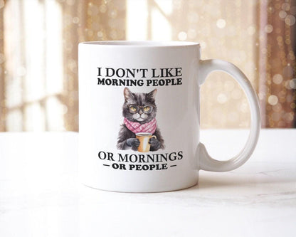 Funny Sarcastic Coffee Mug & Coaster Set: I Don't Like Morning People