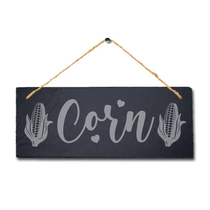 Corn Laser Engraved Hanging Slate Vegetable Patch Garden Allotment Plaque Sign