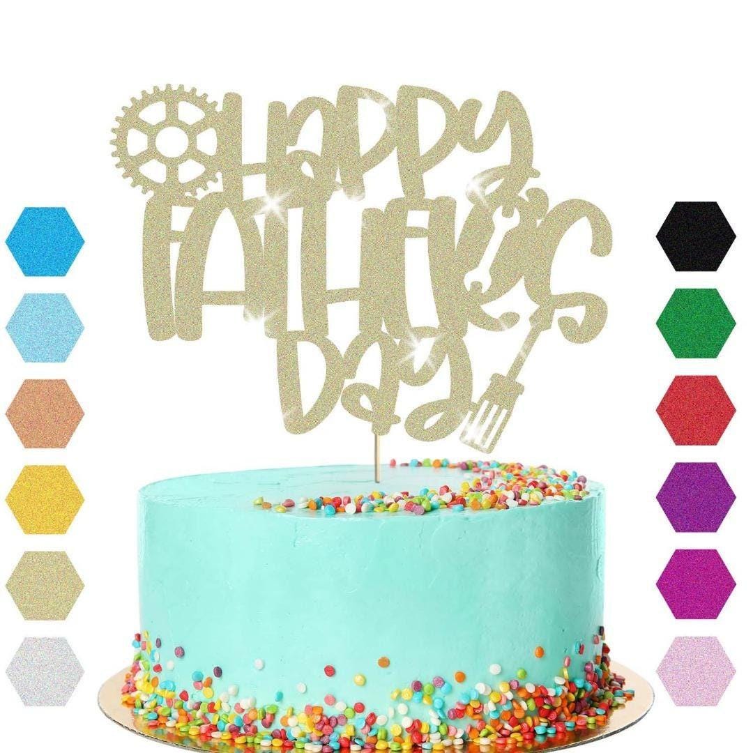 Happy Fathers Day Cake Topper Super Dad Daddy Men Party Glitter Cake Decoration