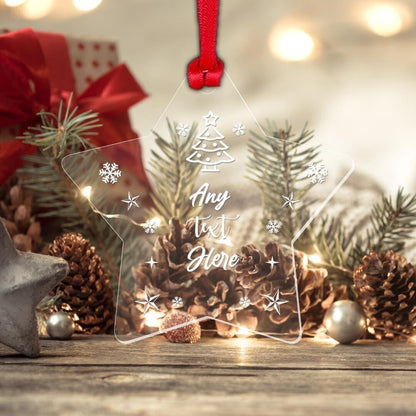 Personalised Star Christmas Bauble Custom Text Any Text Here Chirstmas Gift  Xmaskeepsakebauble