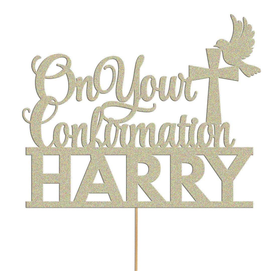 Personalised Glitter Dove Cake Topper: Confirmation, Birthday